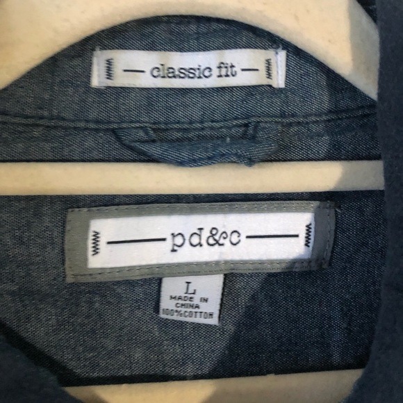 💙𝟻/$𝟸𝟻💙 PD&C classic fit blue button down flannel shirt - Picture 4 of 11